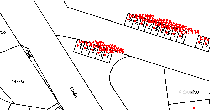 Moravský Krumlov 105 na parcele st. 1013 v KÚ Moravský Krumlov, Katastrální mapa