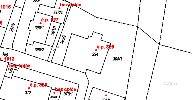 Slezská Ostrava 826, Ostrava na parcele st. 394 v KÚ Slezská Ostrava, Katastrální mapa