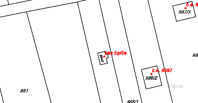Znojmo 40956857 na parcele st. 884/2 v KÚ Oblekovice, Katastrální mapa