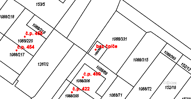 České Velenice 41390857 na parcele st. 1088/388 v KÚ České Velenice, Katastrální mapa