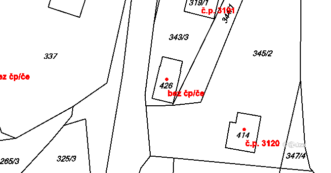 Šumperk 42883857 na parcele st. 426 v KÚ Horní Temenice, Katastrální mapa