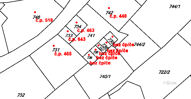 Štramberk 44885857 na parcele st. 738 v KÚ Štramberk, Katastrální mapa