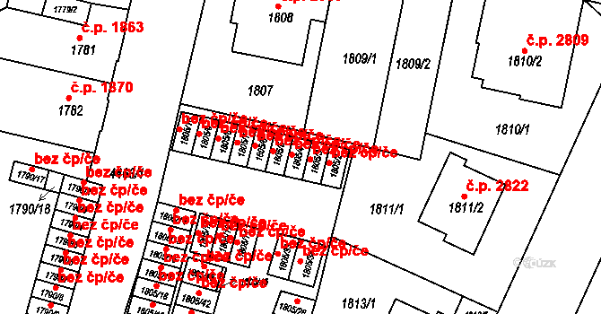 Teplice 45122857 na parcele st. 1805/4 v KÚ Teplice, Katastrální mapa