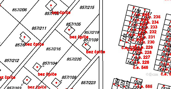 Teplice 45145857 na parcele st. 857/109 v KÚ Teplice-Řetenice, Katastrální mapa