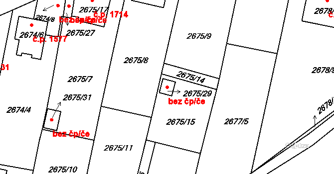 Benešov 45359857 na parcele st. 2675/29 v KÚ Benešov u Prahy, Katastrální mapa