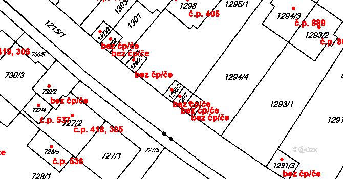 Brno 45533857 na parcele st. 1295/2 v KÚ Stránice, Katastrální mapa