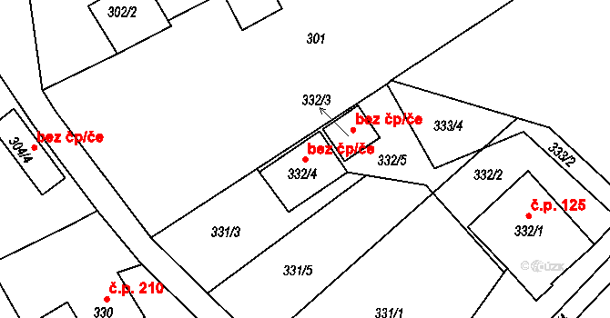 Třinec 48843857 na parcele st. 332/4 v KÚ Lyžbice, Katastrální mapa