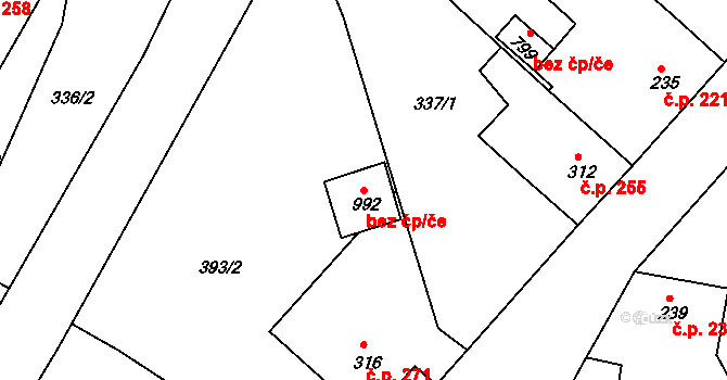 Smiřice 49520857 na parcele st. 992 v KÚ Smiřice, Katastrální mapa
