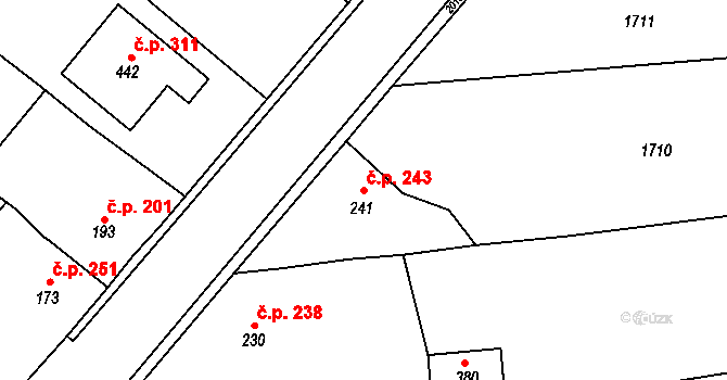 Chudenice 243 na parcele st. 241 v KÚ Chudenice, Katastrální mapa