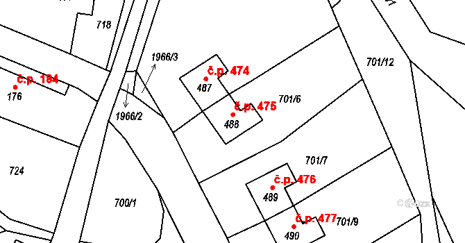 Strašice 475 na parcele st. 488 v KÚ Strašice, Katastrální mapa