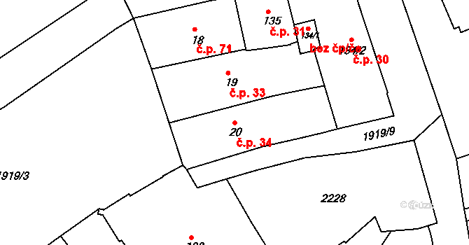 Náchod 34 na parcele st. 20 v KÚ Náchod, Katastrální mapa