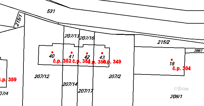 Doubravice nad Svitavou 349 na parcele st. 43 v KÚ Klemov, Katastrální mapa