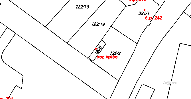 Košťany 79450857 na parcele st. 1206 v KÚ Košťany, Katastrální mapa