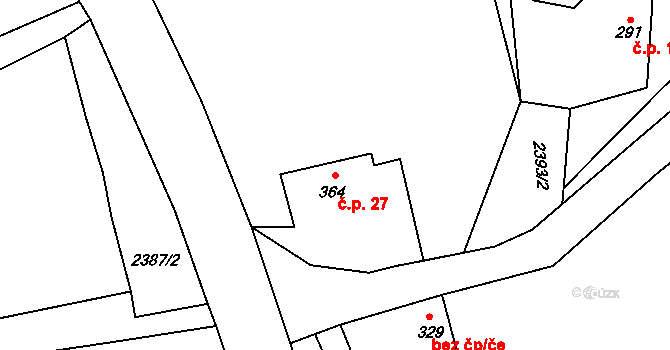 Rytov 27, Černovice na parcele st. 364 v KÚ Černovice u Tábora, Katastrální mapa