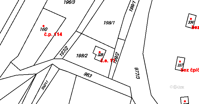 Rokytnice v Orlických horách 11 na parcele st. 328 v KÚ Rokytnice v Orlických horách, Katastrální mapa