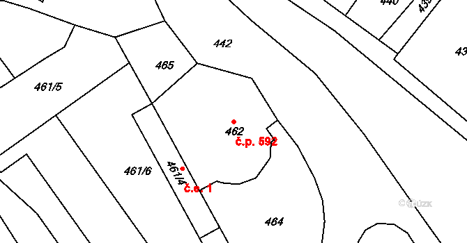Moravský Krumlov 592 na parcele st. 462 v KÚ Moravský Krumlov, Katastrální mapa