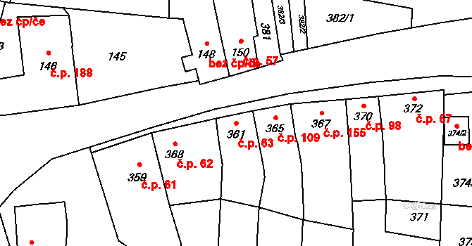 Přerov XII-Žeravice 63, Přerov na parcele st. 361 v KÚ Žeravice, Katastrální mapa