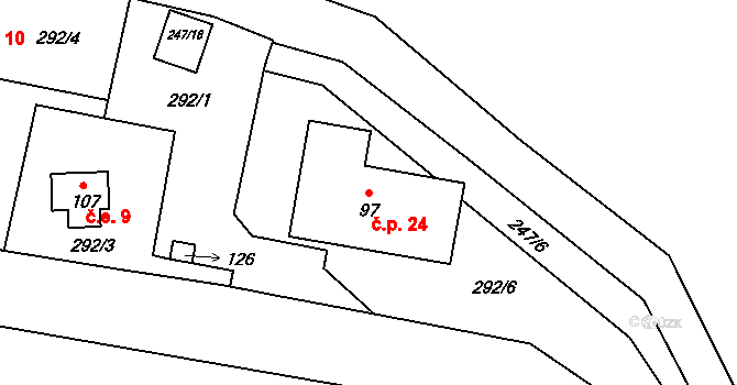 Talmberk 24, Samopše na parcele st. 97 v KÚ Talmberk, Katastrální mapa
