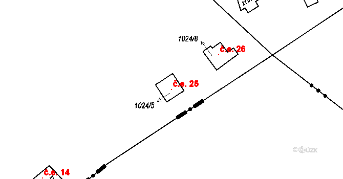 Čeřenice 25, Sázava na parcele st. 1024/5 v KÚ Čeřenice, Katastrální mapa