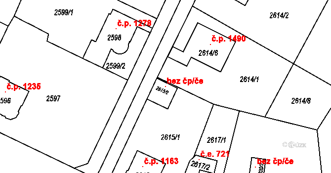 Děčín 118945858 na parcele st. 2615/2 v KÚ Podmokly, Katastrální mapa