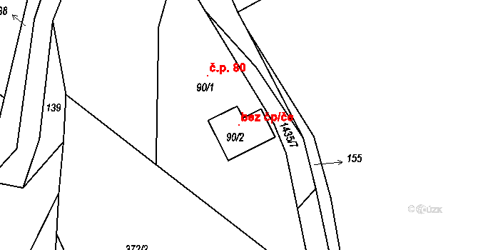 Měcholupy 120072858 na parcele st. 90/2 v KÚ Velká Černoc, Katastrální mapa
