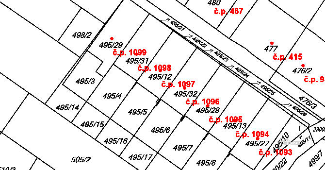 Svatobořice 1097, Svatobořice-Mistřín na parcele st. 495/12 v KÚ Svatobořice, Katastrální mapa