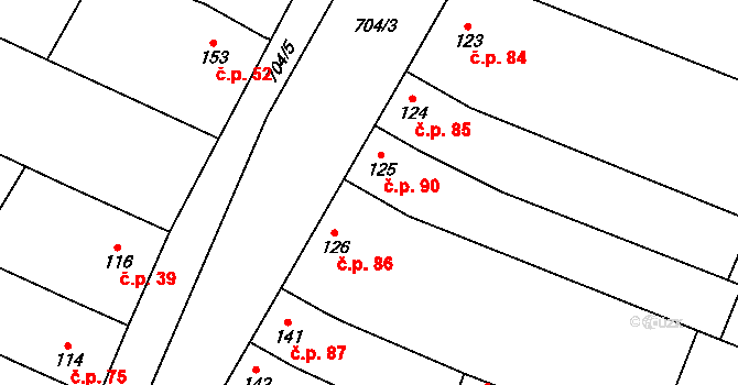 Zdislavice 90, Troubky-Zdislavice na parcele st. 125 v KÚ Zdislavice, Katastrální mapa