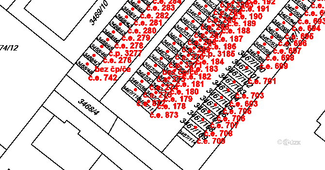 Vyškov-Předměstí 179, Vyškov na parcele st. 3467/72 v KÚ Vyškov, Katastrální mapa