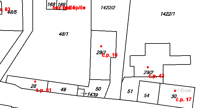 Býkov 16, Býkov-Láryšov na parcele st. 29/1 v KÚ Býkov, Katastrální mapa