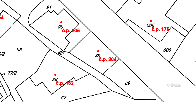Janovice 204, Rýmařov na parcele st. 88 v KÚ Janušov, Katastrální mapa