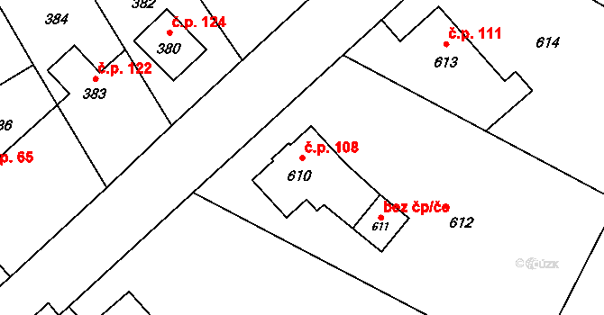 Hnojník 108 na parcele st. 610 v KÚ Hnojník, Katastrální mapa