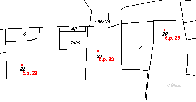 Maršovy Chody 23, Částkov na parcele st. 21 v KÚ Maršovy Chody, Katastrální mapa