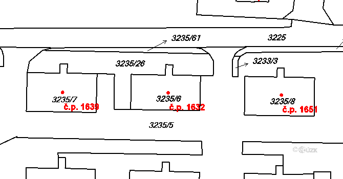 Tachov 1632 na parcele st. 3235/6 v KÚ Tachov, Katastrální mapa