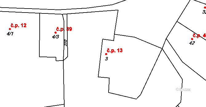 Křičov 13, Smidary na parcele st. 3 v KÚ Křičov, Katastrální mapa