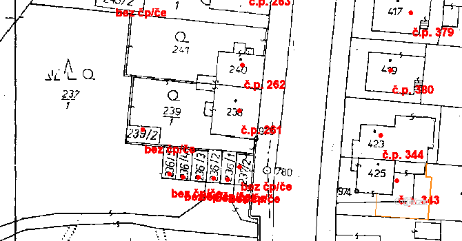 Poděbrady II 261, Poděbrady na parcele st. 238 v KÚ Poděbrady, Katastrální mapa