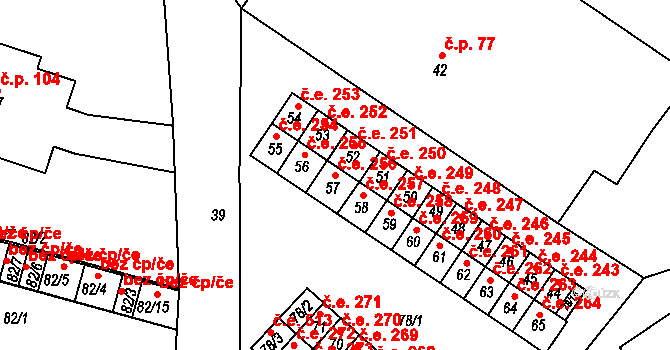 Miřetice u Klášterce nad Ohří 256, Klášterec nad Ohří na parcele st. 57 v KÚ Miřetice u Klášterce nad Ohří, Katastrální mapa