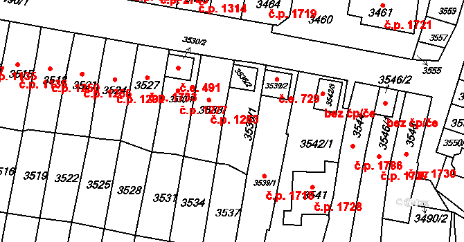 Líšeň 1717, Brno na parcele st. 3536/1 v KÚ Líšeň, Katastrální mapa