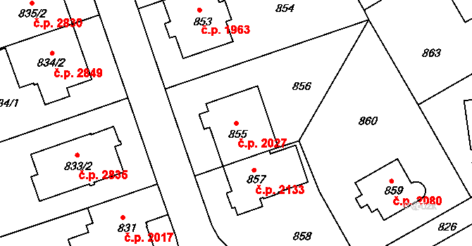 Smíchov 2027, Praha na parcele st. 855 v KÚ Smíchov, Katastrální mapa