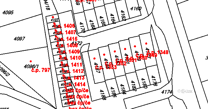 Jirkov 1352 na parcele st. 4185 v KÚ Jirkov, Katastrální mapa