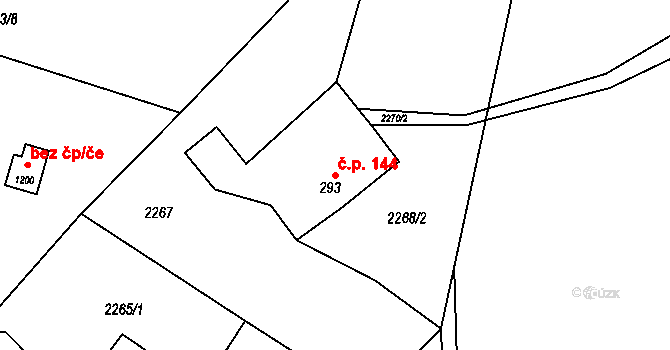 Rtyně v Podkrkonoší 144 na parcele st. 293 v KÚ Rtyně v Podkrkonoší, Katastrální mapa