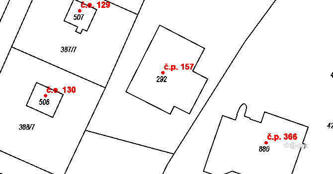 Vyžlovka 157 na parcele st. 292 v KÚ Vyžlovka, Katastrální mapa