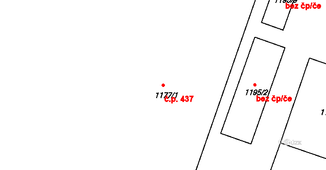 České Budějovice 3 437, České Budějovice na parcele st. 1177/1 v KÚ České Budějovice 3, Katastrální mapa