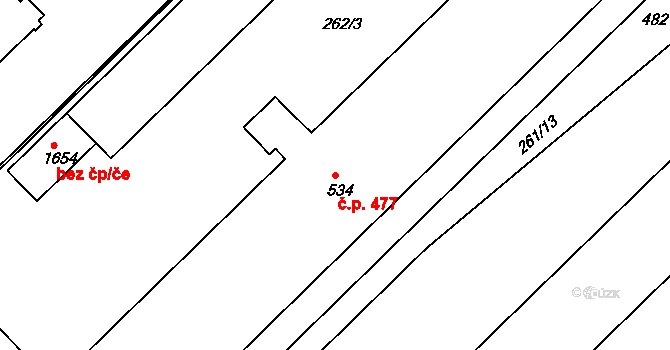 Pouchov 477, Hradec Králové na parcele st. 534 v KÚ Pouchov, Katastrální mapa