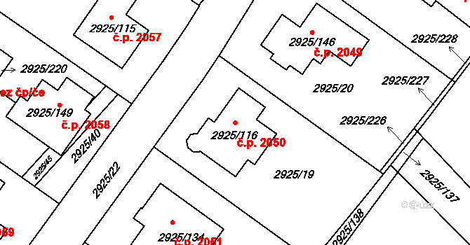 Pelhřimov 2050 na parcele st. 2925/116 v KÚ Pelhřimov, Katastrální mapa