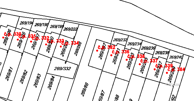 Pražské Předměstí 382, Bílina na parcele st. 269/307 v KÚ Bílina, Katastrální mapa