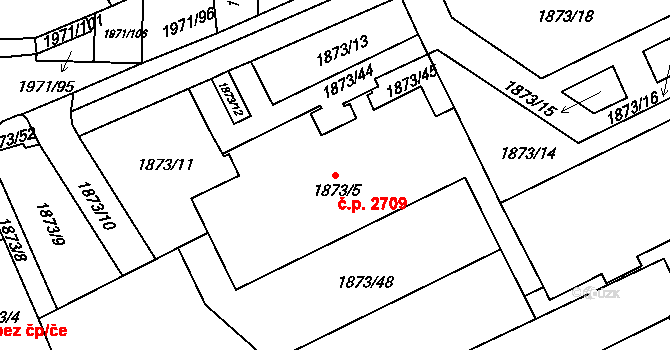 Louny 2709 na parcele st. 1873/5 v KÚ Louny, Katastrální mapa