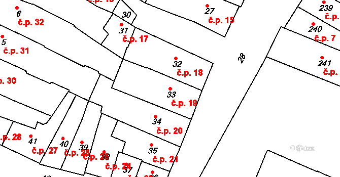 Jemnice 19 na parcele st. 33 v KÚ Jemnice, Katastrální mapa