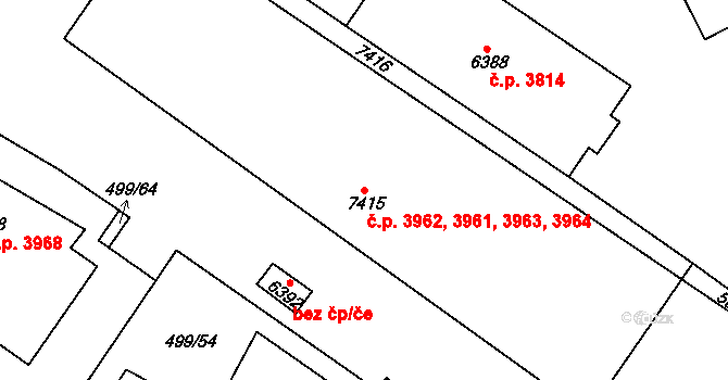 Havlíčkův Brod 3961,3962,3963,3964 na parcele st. 7415 v KÚ Havlíčkův Brod, Katastrální mapa