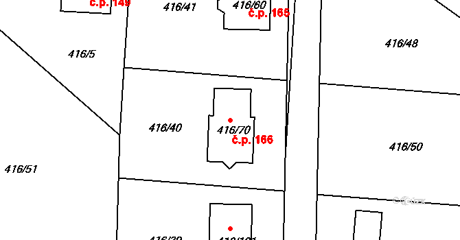 Chlum 166, Křemže na parcele st. 416/70 v KÚ Chlum u Křemže, Katastrální mapa