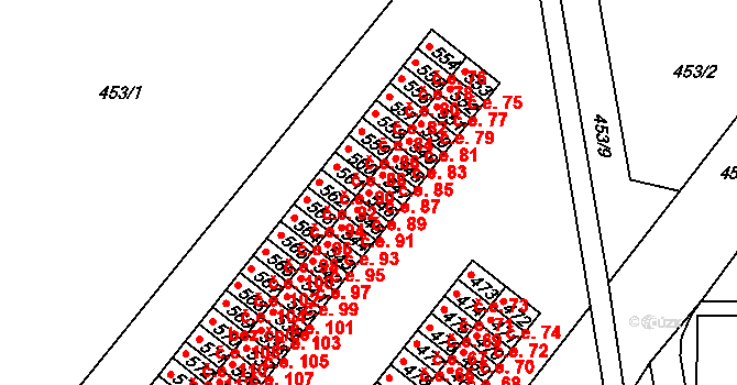 Rybitví 89 na parcele st. 546 v KÚ Rybitví, Katastrální mapa